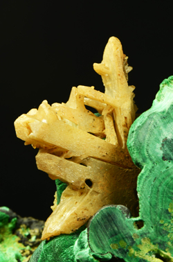 Cerussite on Malachite - Brown's Prospect, Rum Jungle, Batchelor, Coomalie Shire, Northern Territory, Australia